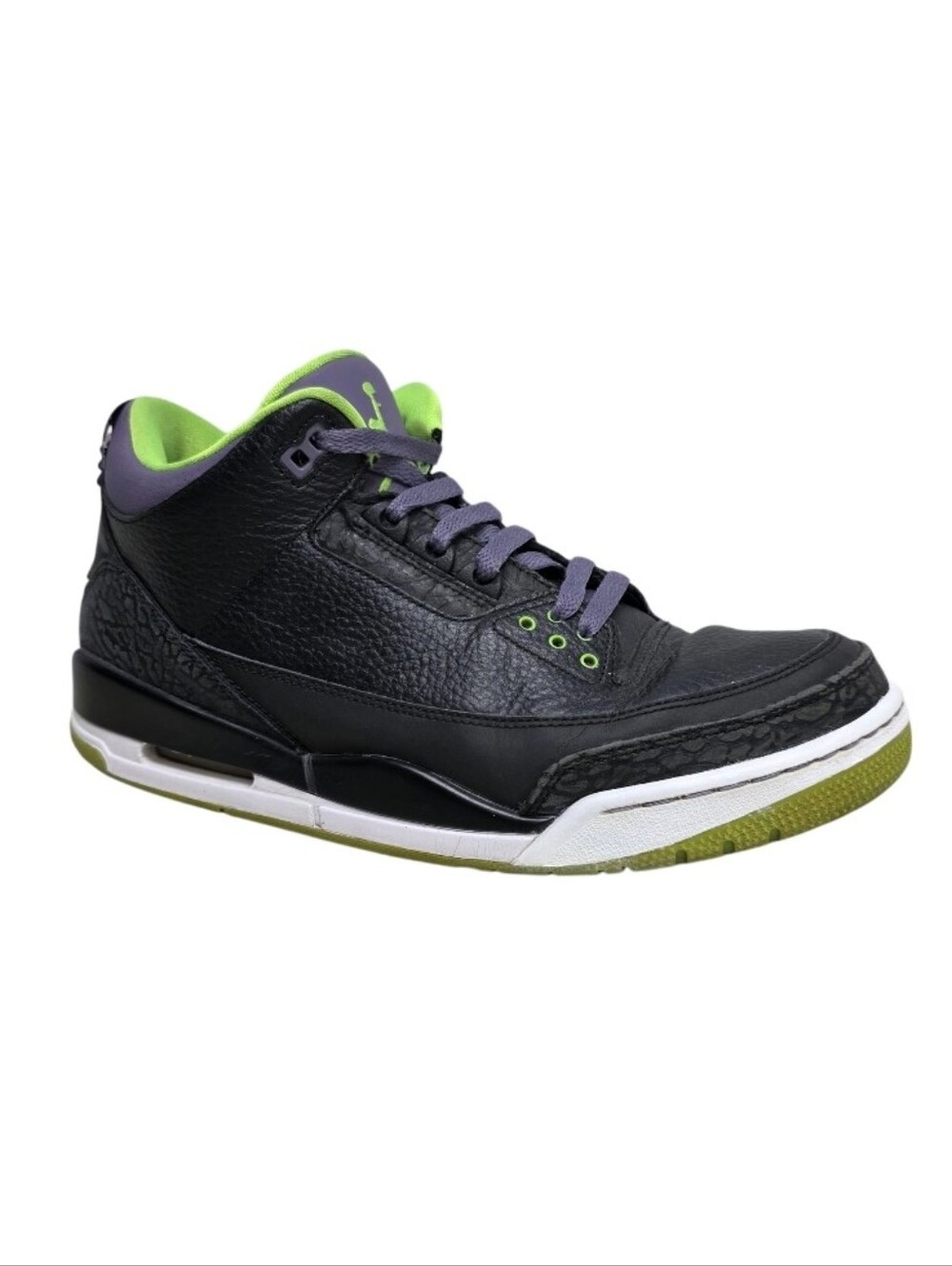 Nike Black High-Top Sneaker with Purple and Neon Green Accents